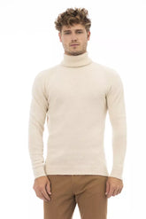 Alpha Studio Beige Alpaca Men Sweater -   -  Alpha Studio.